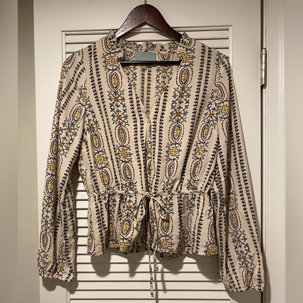 Skies are Blue Cinched Peasant Blouse